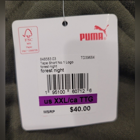 Olive Puma Shorts Mens XXL - Picture 4 of 4